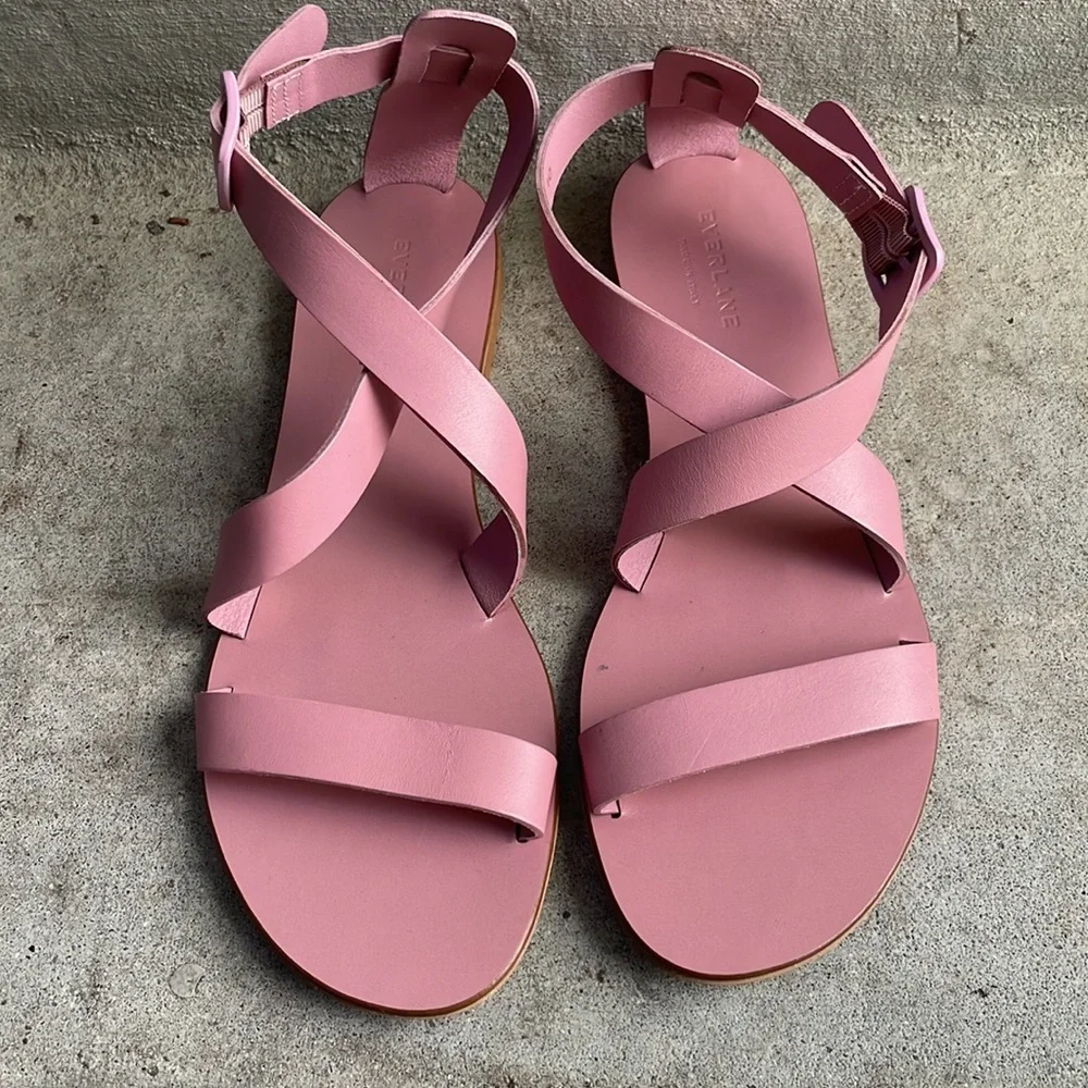Everlane Italian Made Pink Modern Wrap Leather Sandals - Picture 7 of 15